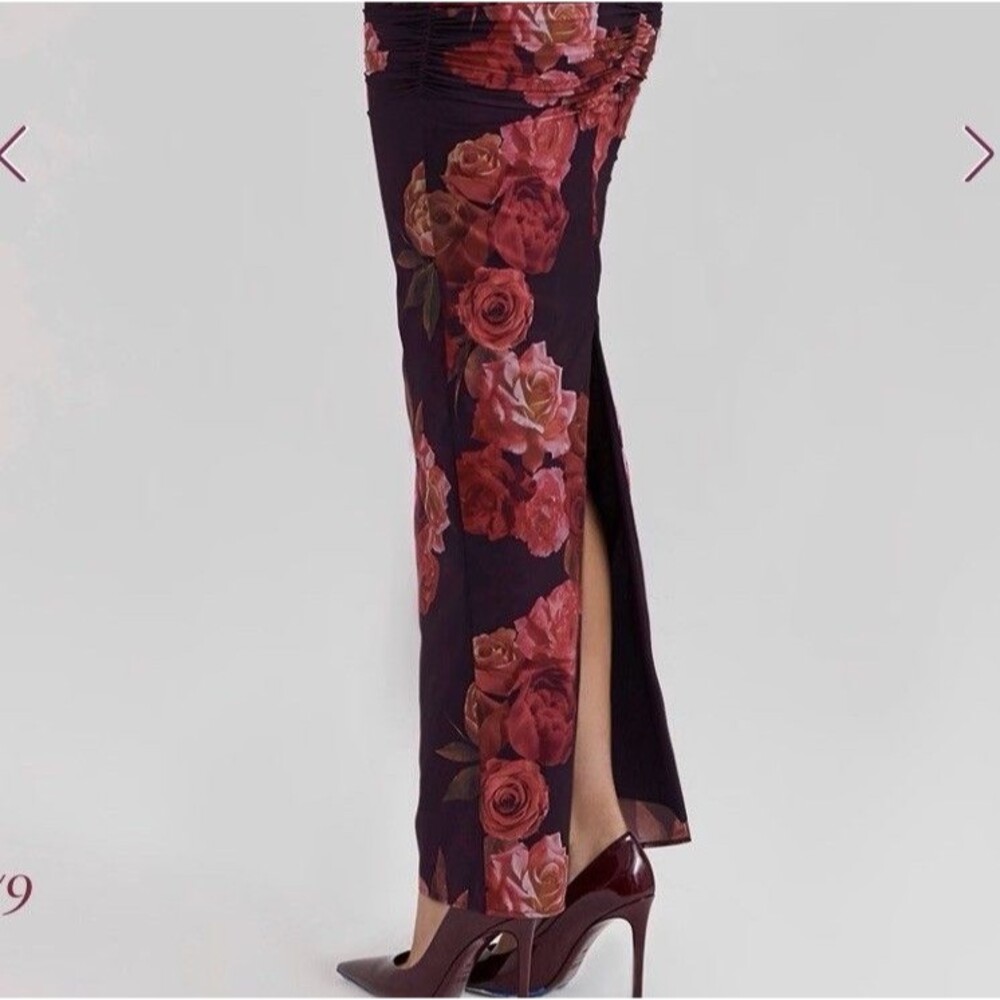 HOUSE OF CB Lanetta Romantic Floral Maxi Dress XS Roses long Sleeves Ruched $255 - Picture 3 of 12